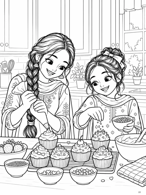 Sisters baking together in the kitchen